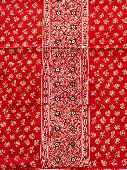 Modal Silk Rast Ajrakh Hand Block Print Suit with Neptol Dye & Zari Pallu Dupatta – Premium Designer Ethnic Wear