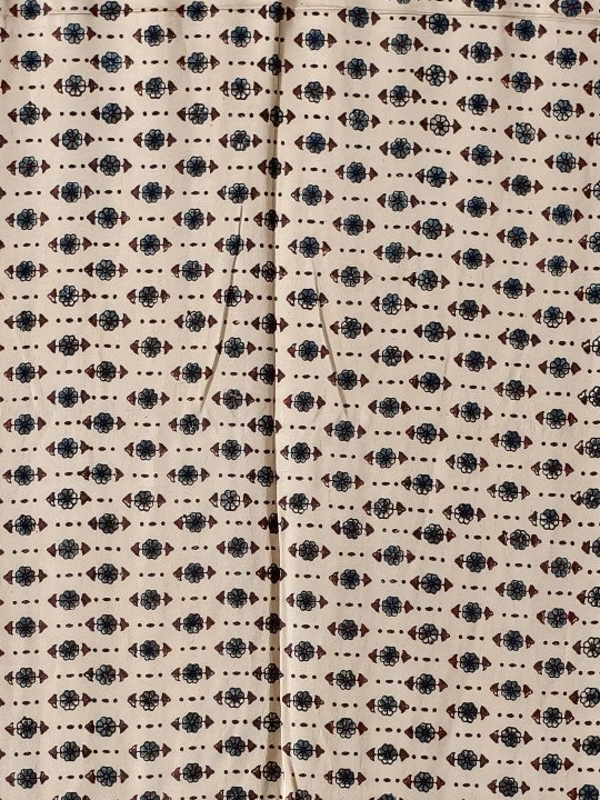 Modal Silk Off White Ajrakh Hand Block Saree