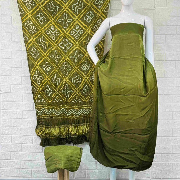Modal Silk Shaded Lite & Dark Suit with Bandhej Barbhat Dupatta & Zari Pallu