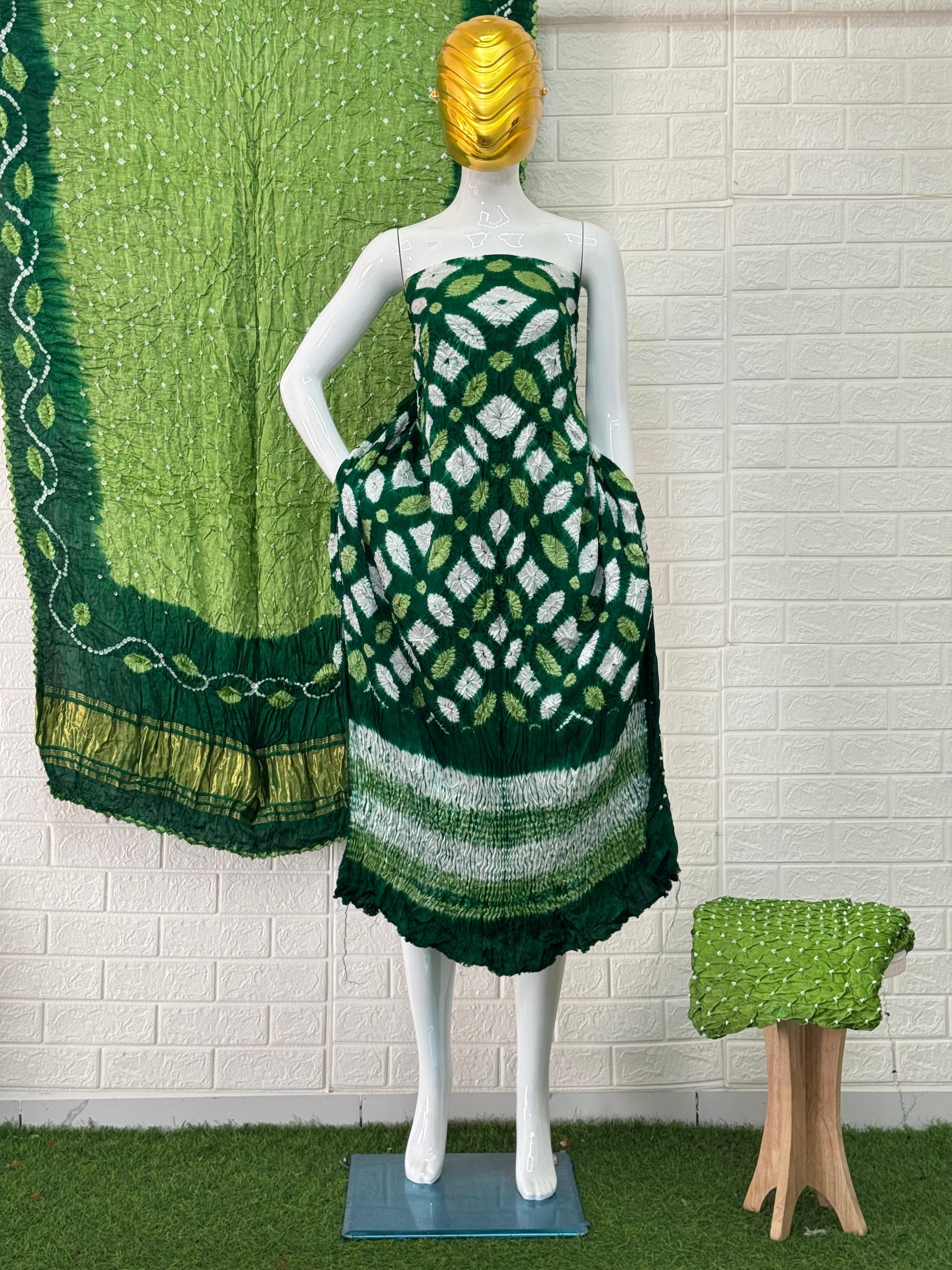 Modal Silk Shibori Suit – Light & Dark Tone Tie-Dye Design with Tissue Pallu Dupatta (3 Piece Set)