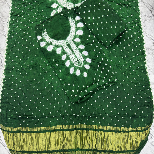 Modal Silk Shibori Suit Set with Bandhej Bottom & Zari Pallu Dupatta