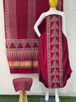 Pure Modal Silk Rust Ajrakh Hand Block Print Neptol Dye 3 Pice Suit