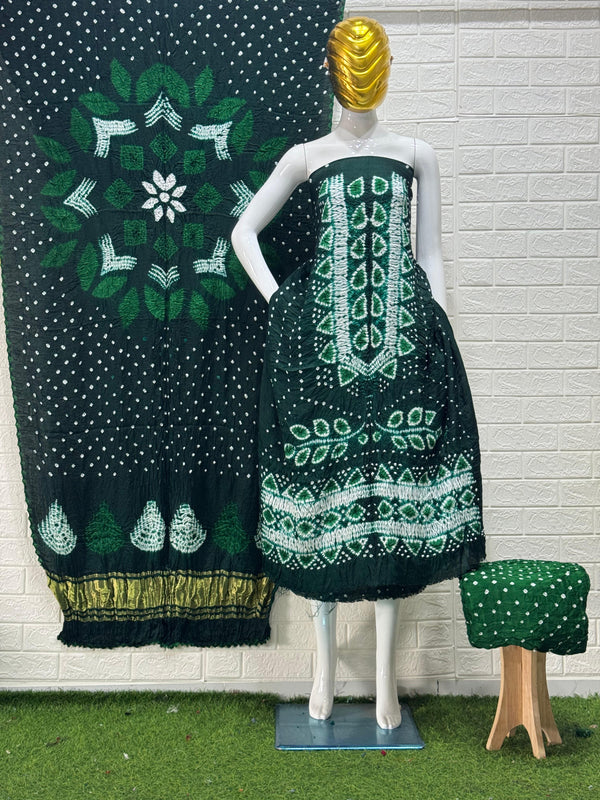 Modal Silk Bandhani 3 piece Suit | sibori with dot bandhej