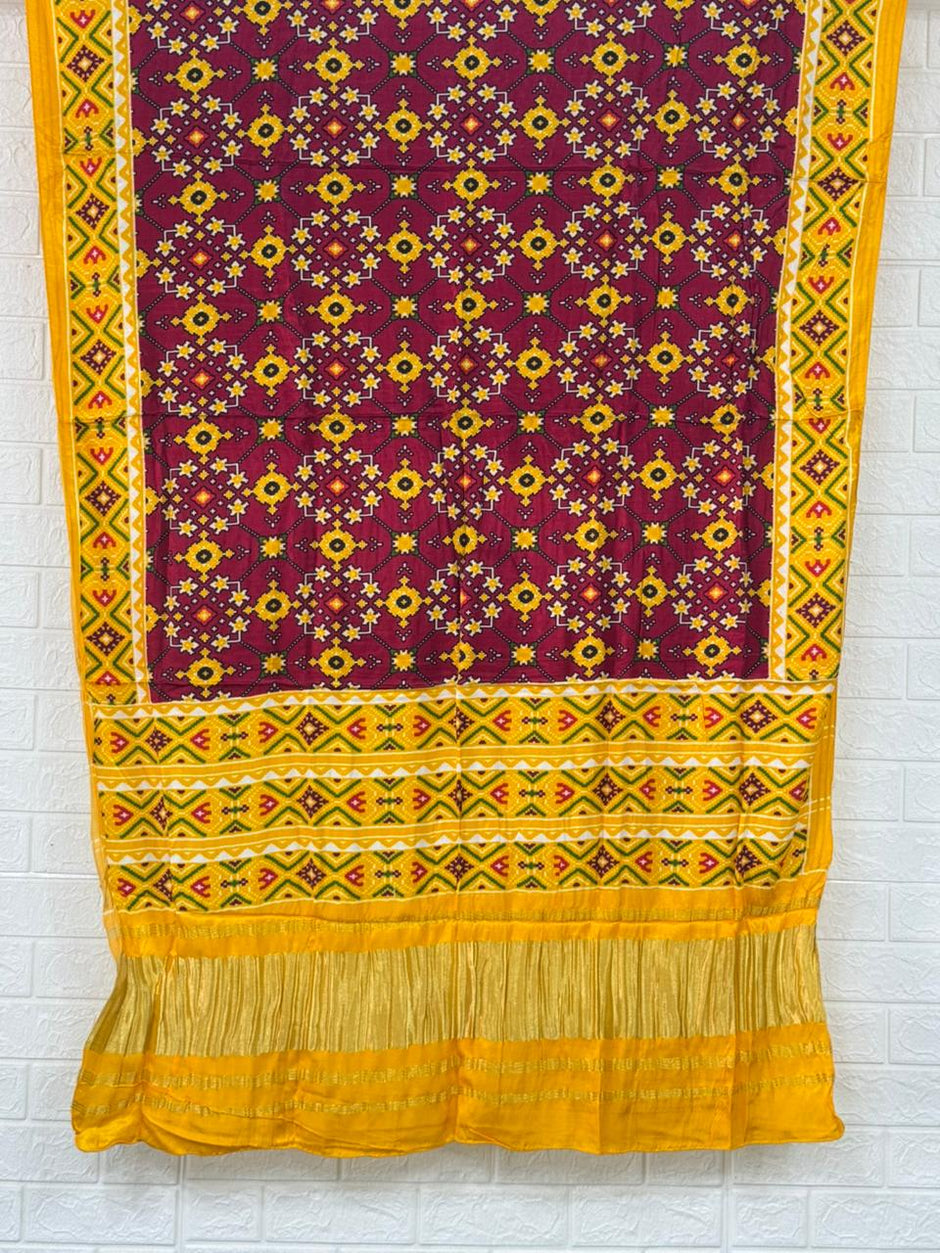 Pure Model Silk Digital Print With Zari Pallu Dupatta