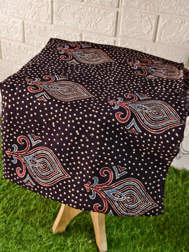 Buy Pure Cotton Bleck Ajrakh Hand Block Print Nechral Dye 3 Pice Suit