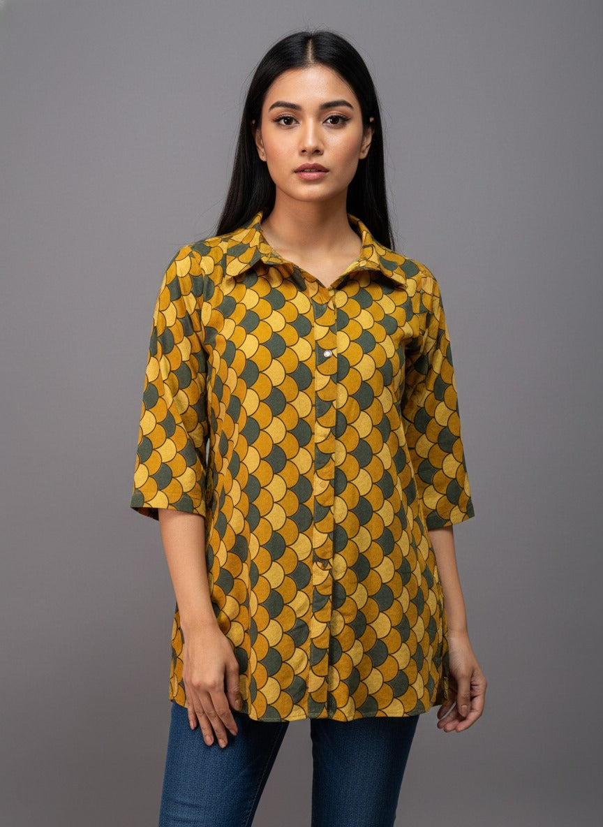 Ajrakh Hand Block Print Pure Cotton Shirt