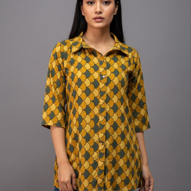 Ajrakh Hand Block Print Pure Cotton Shirt