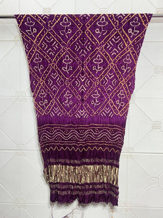 Modal Silk Barbhat Bandhej Barik bandhani With Zari Pallu Dupatta