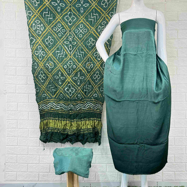 Modal Silk Shaded Lite & Dark Suit with Bandhej Barbhat Dupatta & Zari Pallu