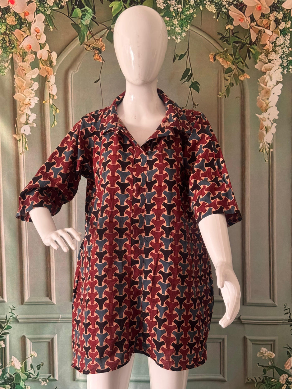 Ajrakh Hand Block Print Pure Cotton Shirt