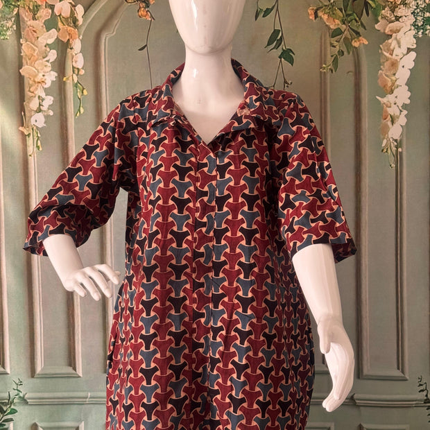Ajrakh Hand Block Print Pure Cotton Shirt