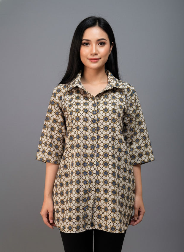 Ajrakh Hand Block Print Pure Cotton Shirt