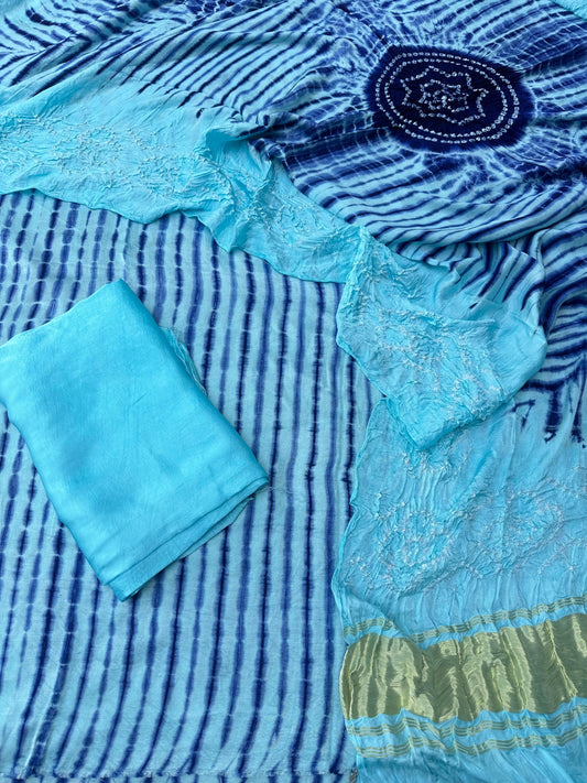 Modal Silk Tie & Dye Bandhani Dupatta 3 Piece Suits