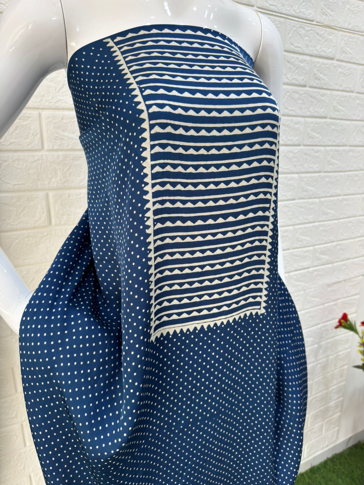 Modal Silk Ajrakh Hand Block Print 3 Piecea Suit – Zari Pallu Dupatta