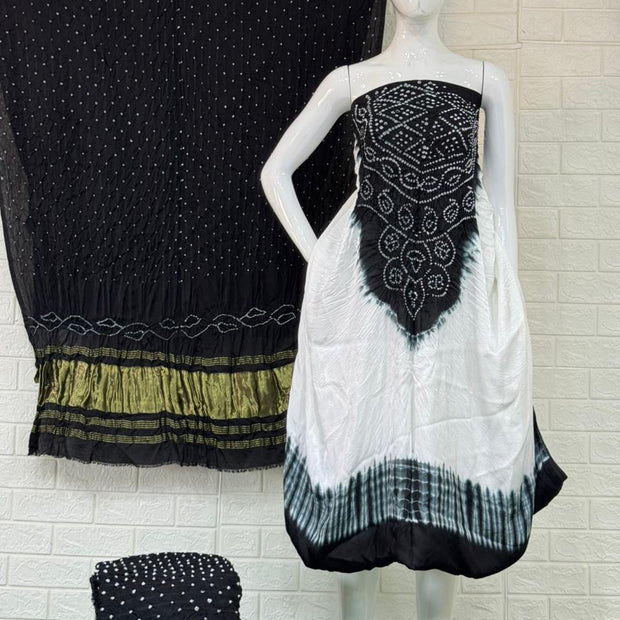 Bandhani tie-dye work
Elegant colors & white color combination Center panel