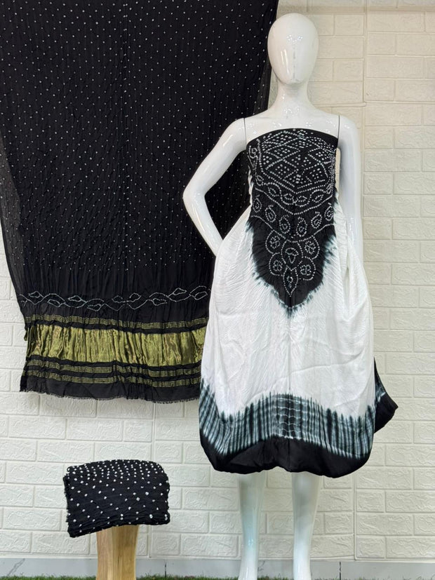 Bandhani tie-dye work
Elegant colors & white color combination Center panel