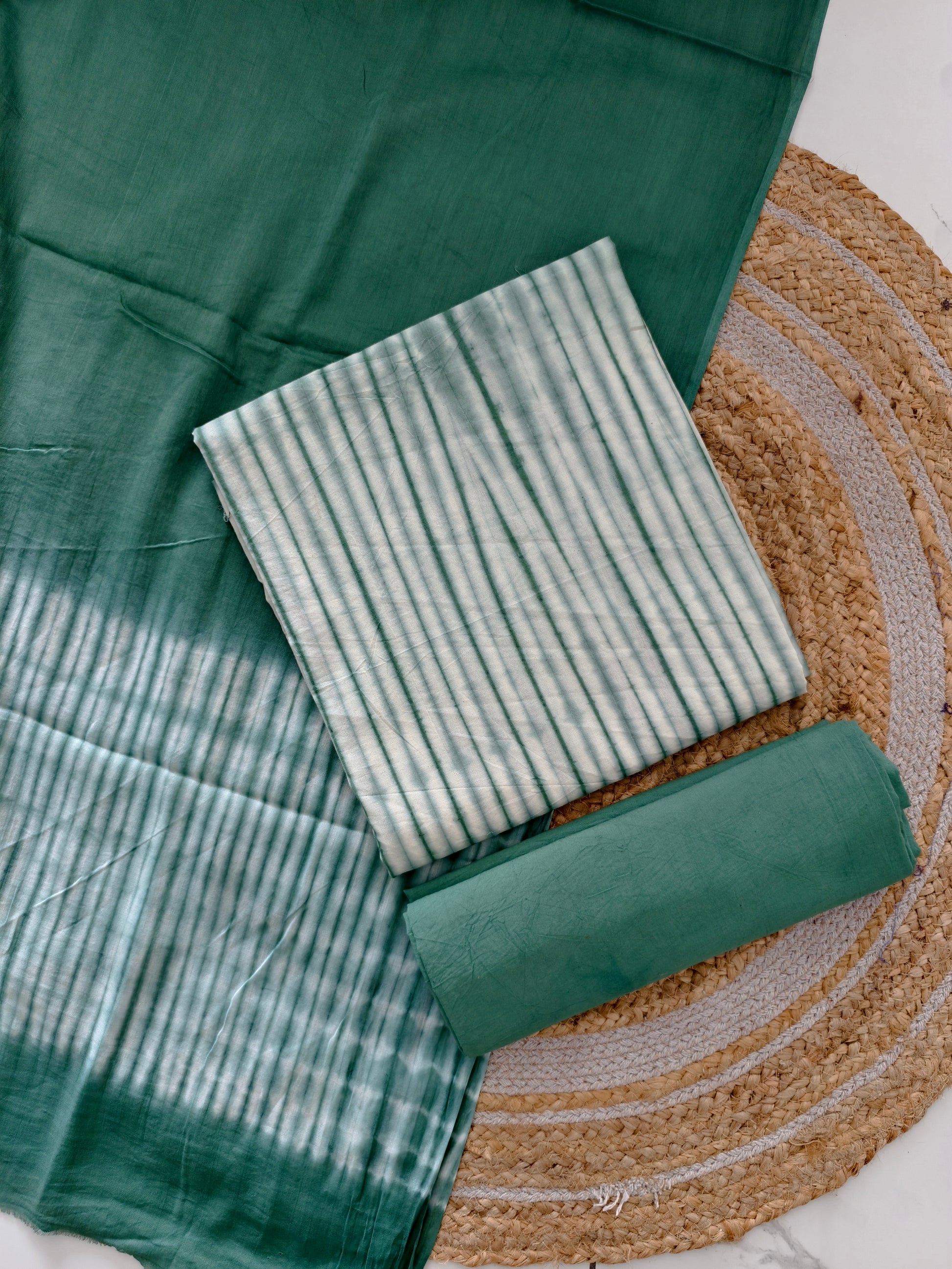 Handcrafted Tie‑Dye Cotton Suit Set – 3‑Piece Kurta Bottom Dupatta”