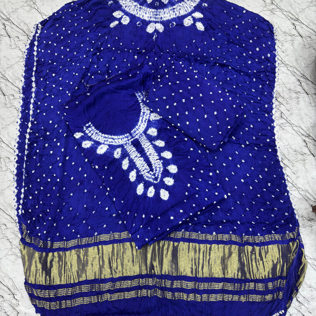 Modal Silk Shibori Suit Set with Bandhej Bottom & Zari Pallu Dupatta