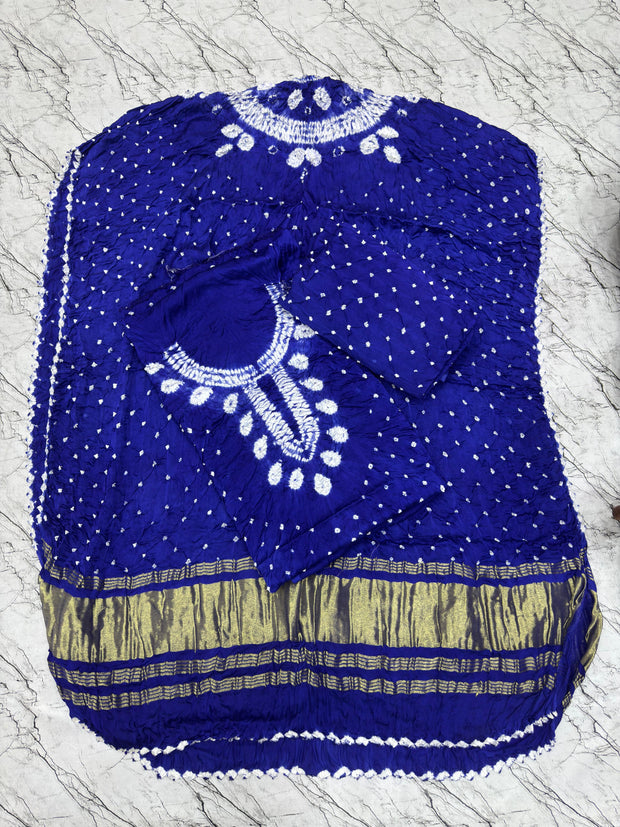 Modal Silk Shibori Suit Set with Bandhej Bottom & Zari Pallu Dupatta