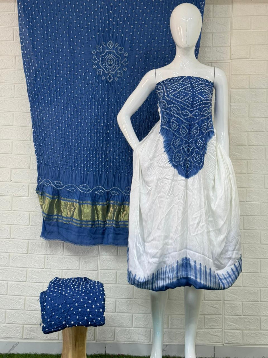 Bandhani tie-dye work Elegant colors & white color combination Center panel