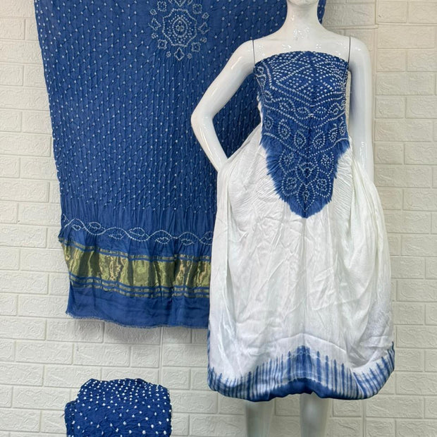 Bandhani tie-dye work Elegant colors & white color combination Center panel