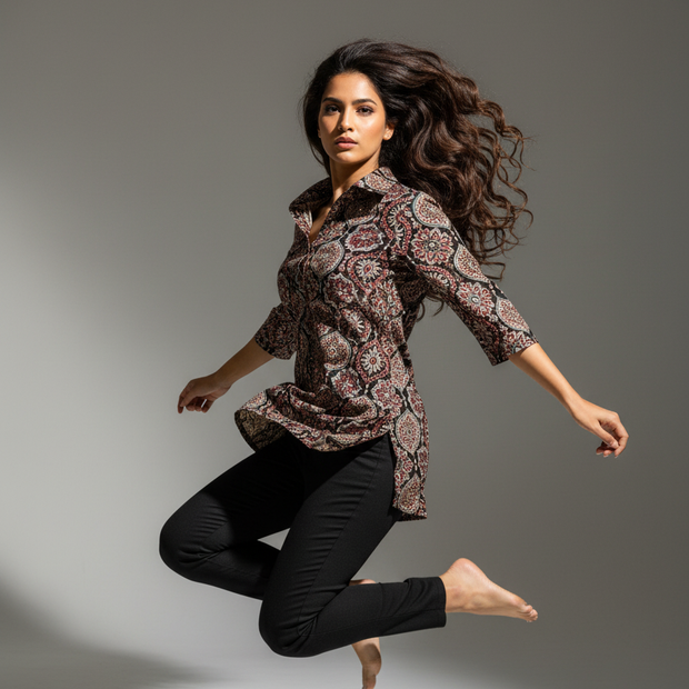 Pure Cotan Ajrakh Hand Block Print Women’s Shirts
